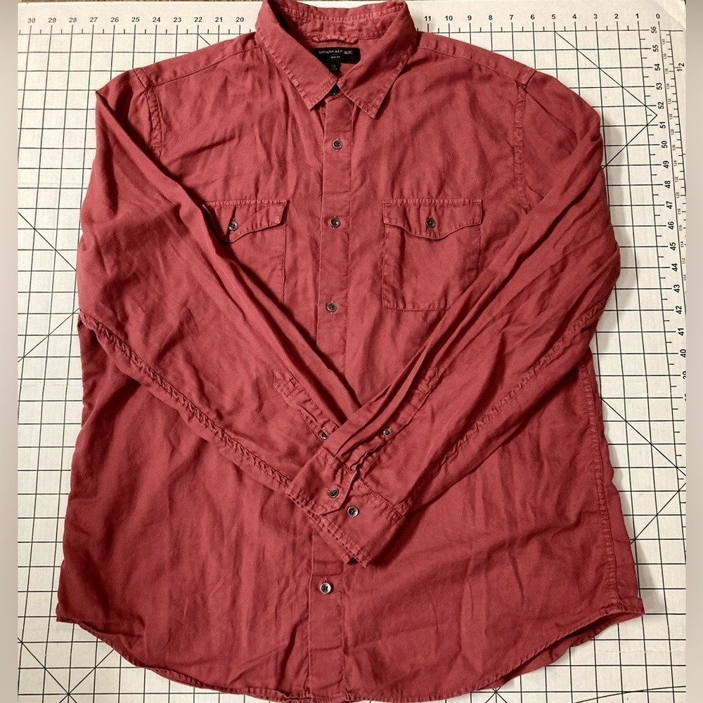 Banana Republic‎ Men’s XL Slim Fit Red Button Down Shirt - Picture 7 of 7